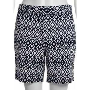 Mario Serrani Italy Shorts Womens Size 6 Black White All Over Print Bermuda